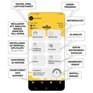 Funktioner hos Wile Connect App